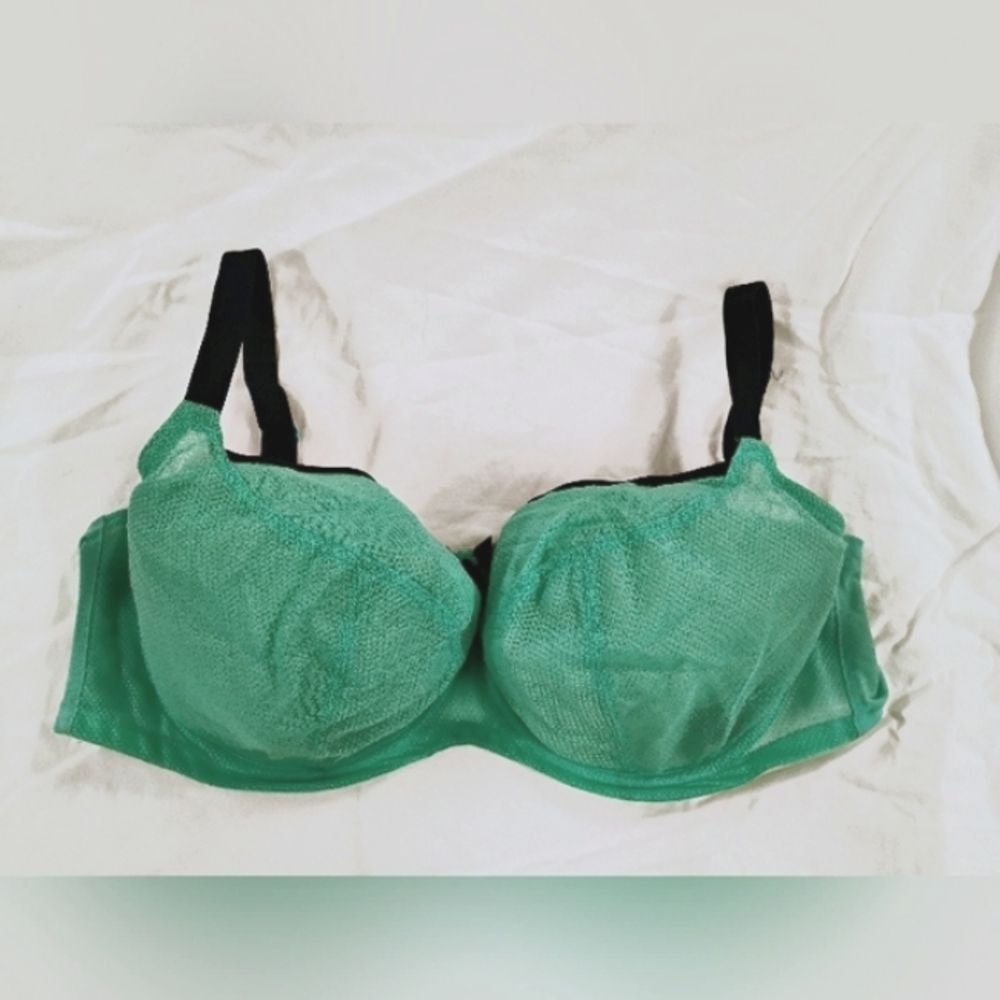 Cleo by Panache Blake Sheer Mesh Balconette Bra Turquoise 36GG (36J)